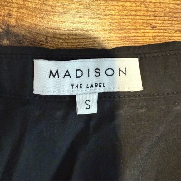 MADISON THE LABEL Black Button Down Blouse Top Long Sleeve Oversized Puffy Baggy - Picture 12 of 13